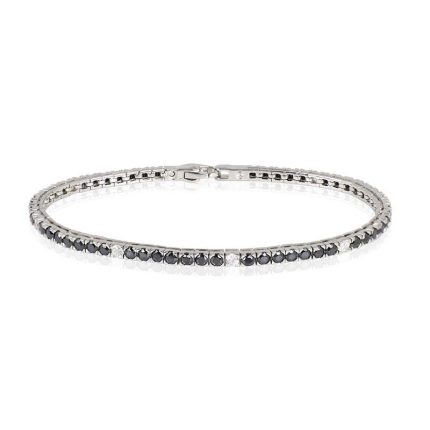 Rossoamante Bracciale tennis in argento 925 con pietre nere e bianche