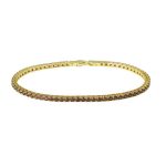 Rossoamante Bracciale tennis in argento dorato 925 con pietre marroni