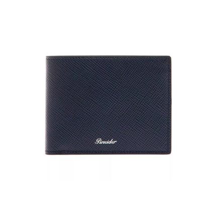 Pineider Portafoglio con porta monete blu in pelle Collezione Essenziale