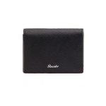 Pineider Porta carte nero in pelle con pattina Collezione Essenziale