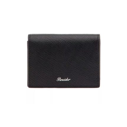 Pineider Porta carte nero in pelle con pattina Collezione Essenziale