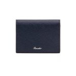 Pineider Porta carte blu in pelle con pattina Collezione Essenziale