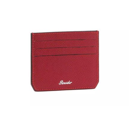 Pineider Porta carte color cherry in pelle Collezione Essenziale