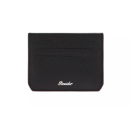 Pineider Porta carte nero in pelle Collezione Essenziale