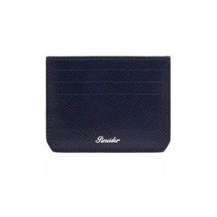 Pineider Porta carte blu in pelle Collezione Essenziale