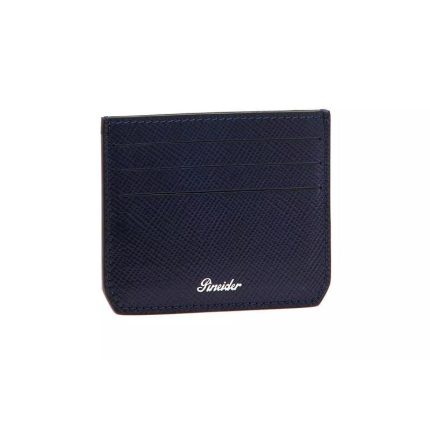 Pineider Porta carte blu in pelle Collezione Essenziale