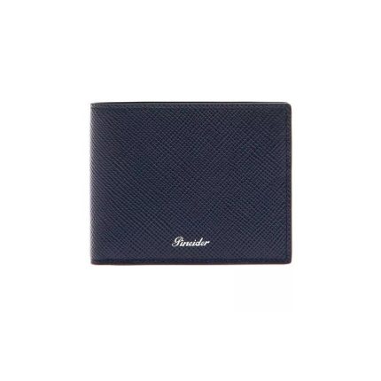 Pineider Portafoglio 6 carte blu in pelle Collezione Essenziale