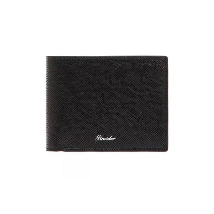 Pineider Portafoglio 8 carte nero in pelle Collezione Essenziale