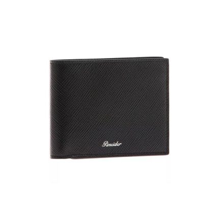Pineider Portafoglio 8 carte nero in pelle Collezione Essenziale