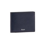 Pineider Portafoglio 8 carte blu in pelle Collezione Essenziale