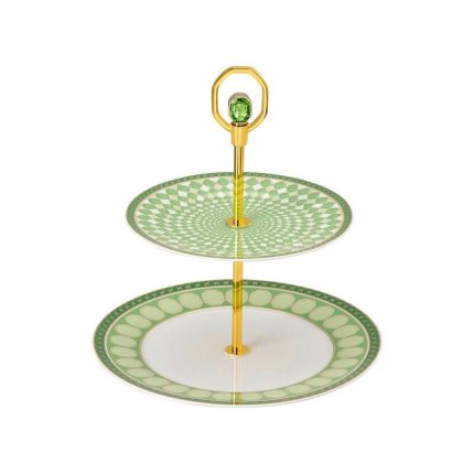 Swarovski x Rosenthal Alzata portafrutta a 2 ripiani Swarovski Signum Fern