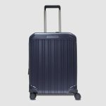 Piquadro Trolley bagaglio a mano blu opaco espandibile in policarbonato con 4 ruote PQ-Light
