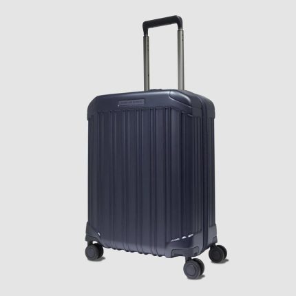 Piquadro Trolley bagaglio a mano blu opaco espandibile in policarbonato con 4 ruote PQ-Light
