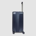 Piquadro Trolley bagaglio a mano blu opaco espandibile in policarbonato con 4 ruote PQ-Light