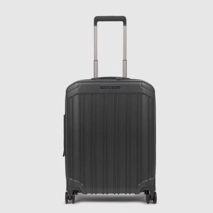 Piquadro Trolley bagaglio a mano nero opaco espandibile in policarbonato con 4 ruote PQ-Light