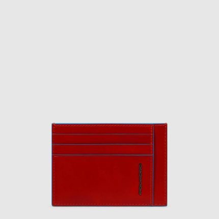 Piquadro Portacarte uomo sottile arancio in pelle Blue Square