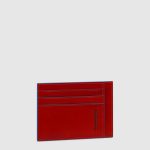 Piquadro Portacarte uomo sottile arancio in pelle Blue Square