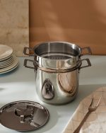 Alessi set pentola con colapasta e coperchio pots&pans