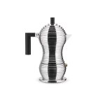 Alessi caffettiera 3 tazze con manico nero Pulcina