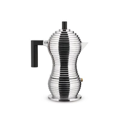 Alessi caffettiera 3 tazze con manico nero Pulcina