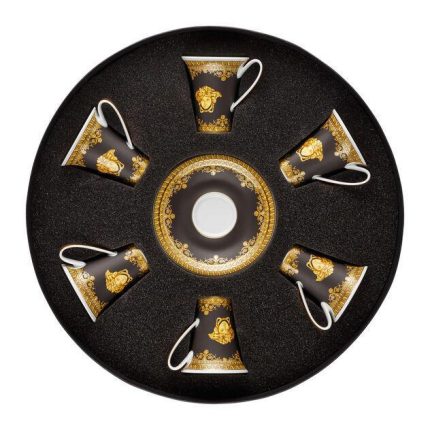 Versace set di 6 tazze espresso con piattino i love baroque nero
