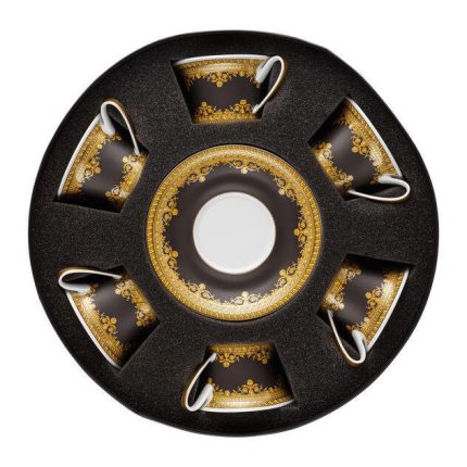 Versace set di 6 tazze the con piattini i love baroque nero