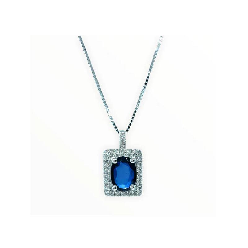 Donnaoro collierino rettangolare con zaffiro e diamanti Donnaoro collierino rettangolare con zaffiro e diamanti