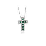 Donnaoro collierino croce con smeraldi e diamanti