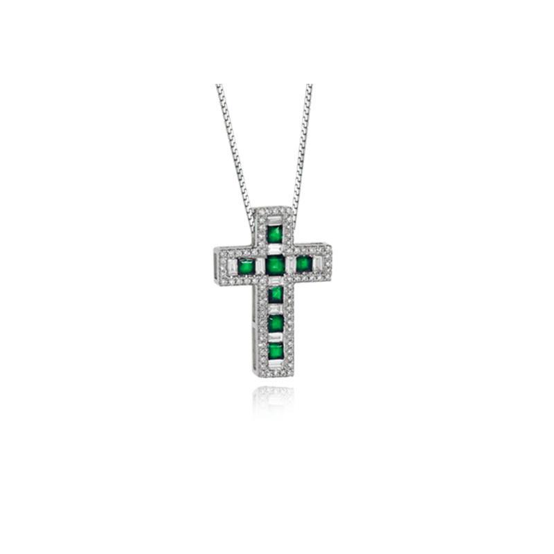 Donnaoro collierino croce con smeraldi e diamanti Donnaoro collierino croce con smeraldi e diamanti