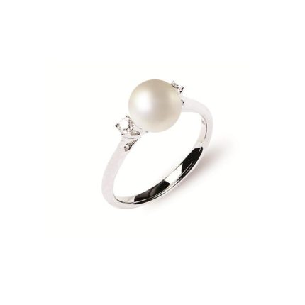 Donnaoro luce anello con perla e diamanti