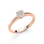 Donnaoro luce anello solitario in oro rosa con diamanti