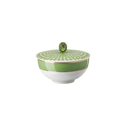 Swarovski x Rosenthal coppetta riso 12 cm verde con coperchio signum