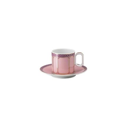 Swarovski x Rosenthal tazza caffe rosa con piattino signum