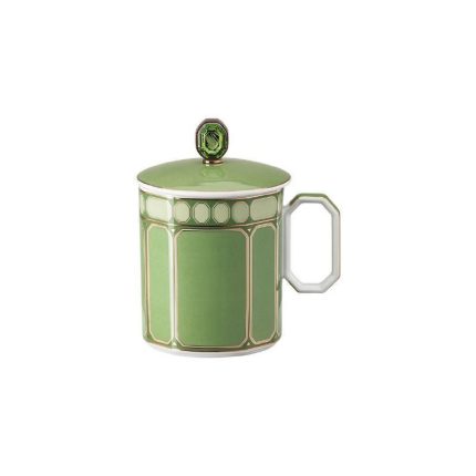 Swarovski x Rosenthal bicchiere verde con coperchio signum