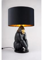 Lladro lampada gorilla nero e oro