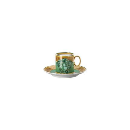 Versace tazza espresso con piattino medusa amplified green