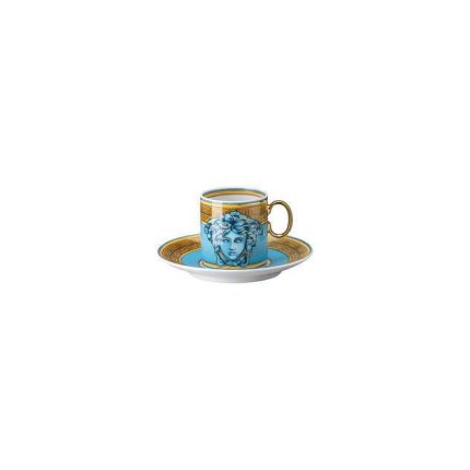 Versace tazza espresso con piattino medusa amplified blue