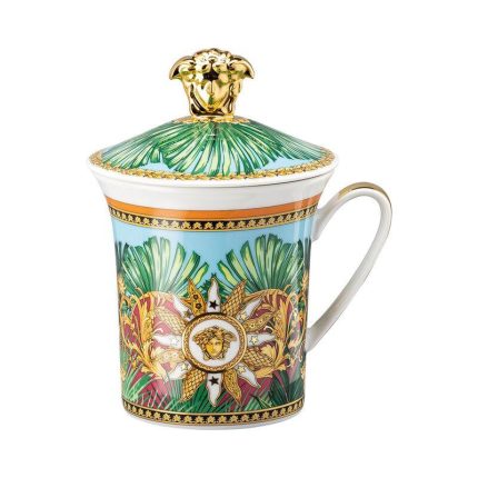 Versace bicchiere con coperchio 30iversario jungle animalier