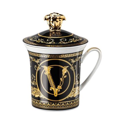 Versace bicchiere con coperchio 30iversario virtus gala black