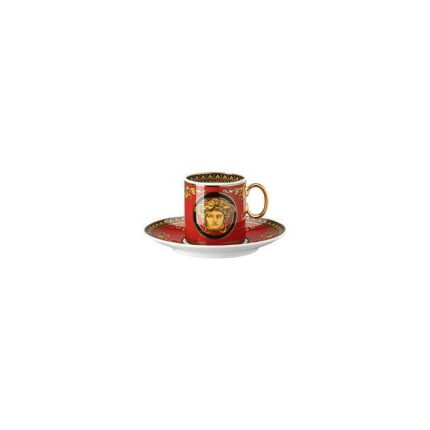 Versace tazza espresso con piattino medusa rosso