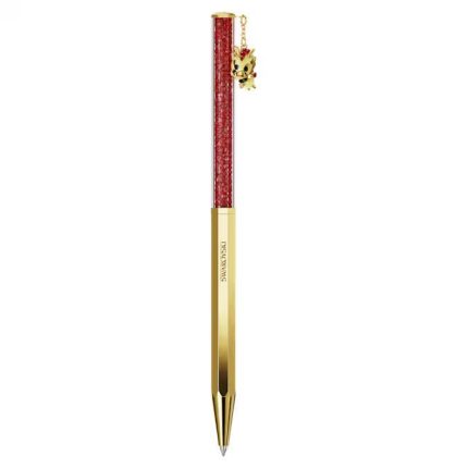 Swarovski penna a sfera crystalline dragon & phoenix forma ottagonale drago rosso placcato color oro