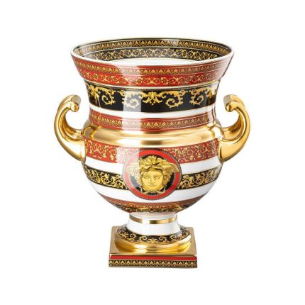 Versace medusa rosso vaso su piedistallo 33cm
