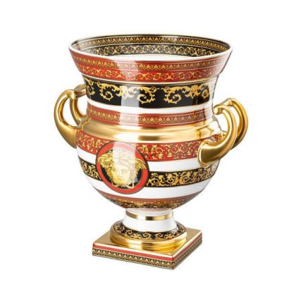 Versace medusa rosso vaso su piedistallo 33cm