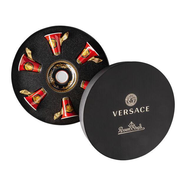 Versace set di 6 tazze espresso con piattini medusa rosso Versace set di 6 tazze espresso con piattini medusa rosso