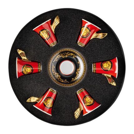 Versace set di 6 tazze espresso con piattini medusa rosso