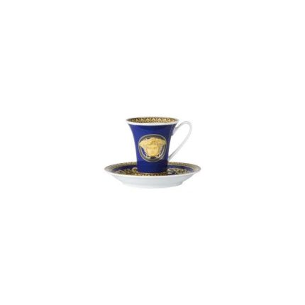 Versace tazza caffe con piattino medusa blu