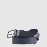 Piquadro Cintura uomo reversibile blu - nera in pelle con fibbia ad ardiglione Black Square
