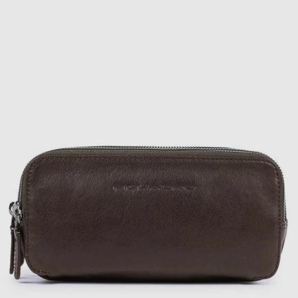 Piquadro Pochette uomo testa di moro in pelle a tre scomparti Black Square
