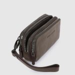 Piquadro Pochette uomo testa di moro in pelle a tre scomparti Black Square