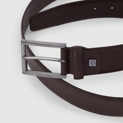 Piquadro Cintura uomo marrone in pelle con fibbia ad ardiglione Black Square